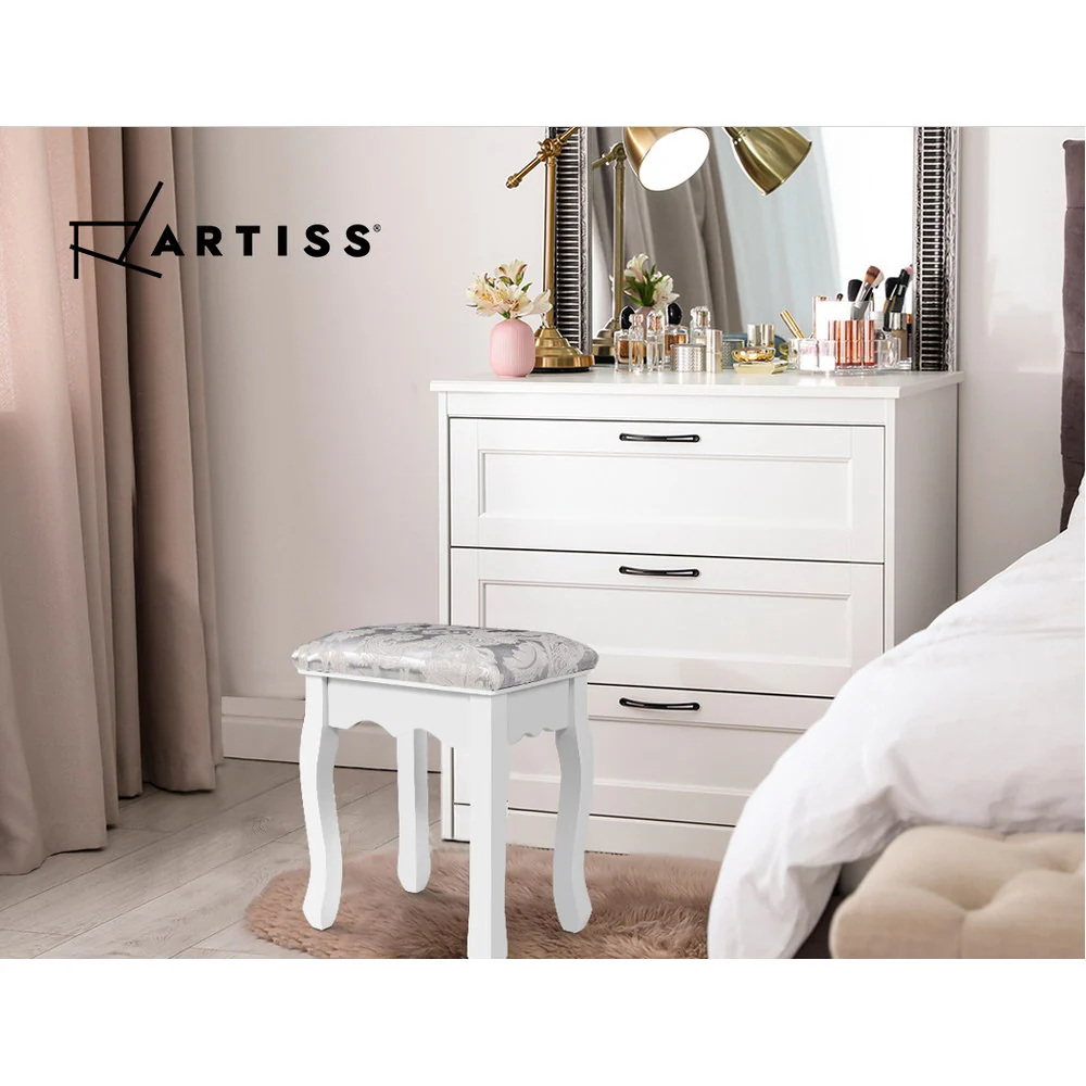 Artiss Dressing Table Stool Velvet White - Image 6