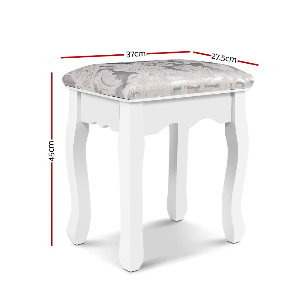 Artiss Dressing Table Stool Velvet White - Image 7