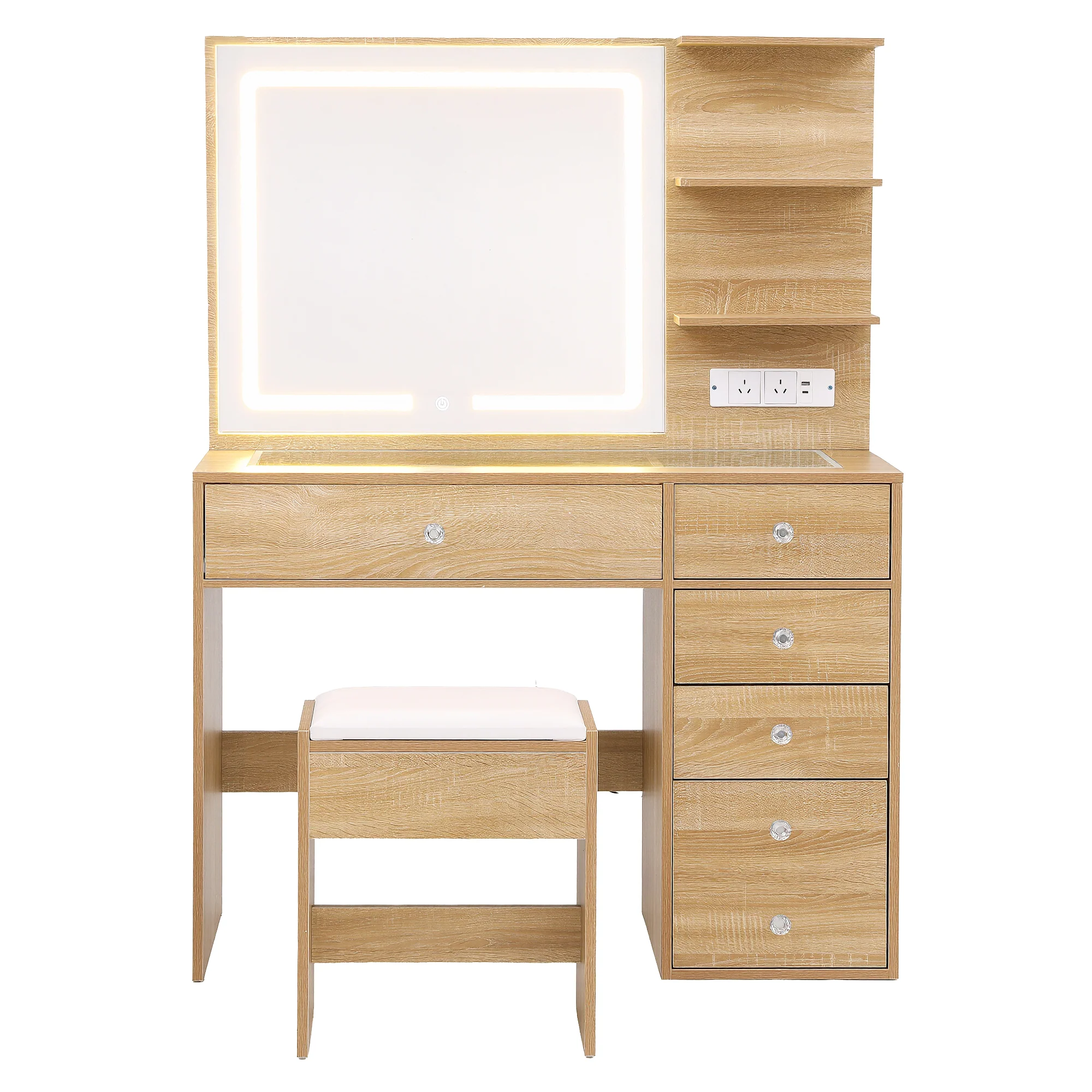 Artiss Dressing Table LED Vanity Desk Set Stool  Wood - Image 4