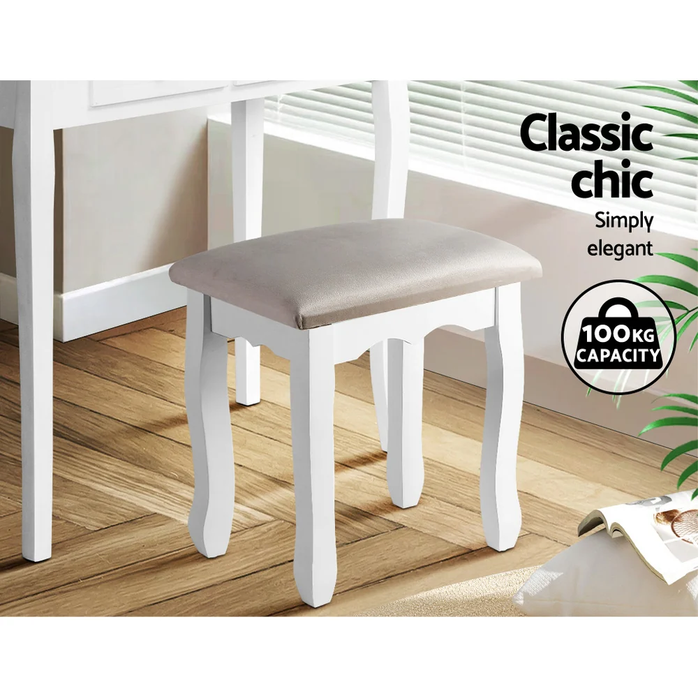 Artiss Dressing Table Stool Velvet Grey - Image 5
