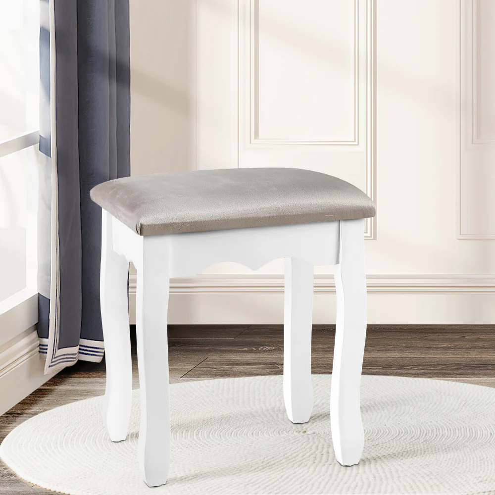 Artiss Dressing Table Stool Velvet Grey - Image 8