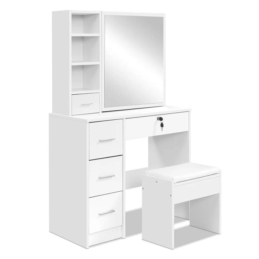 Artiss Dressing Table Stool Set Sliding Mirror White Diane - Image 4