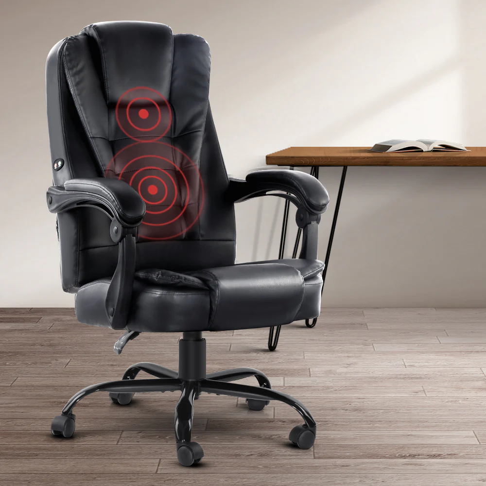 Artiss 2 Point Massage Office Chair PU Leather Black - Image 7