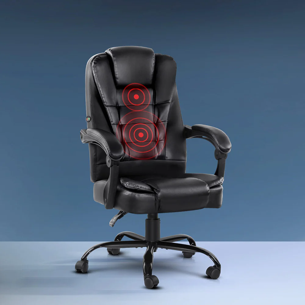 Artiss 2 Point Massage Office Chair PU Leather Black - Image 8