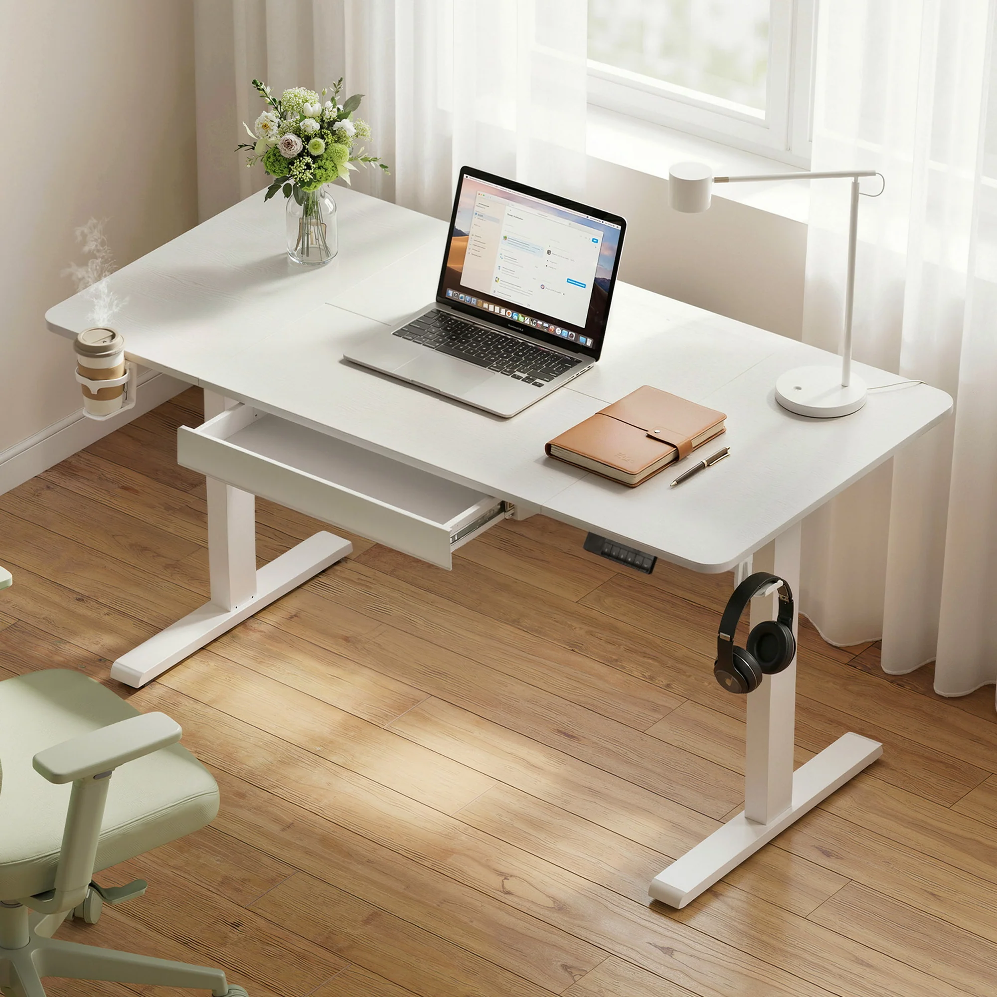 Artiss Electric Standing Desk 140cm Adjustable Height Motorised Home Office Desk Drawer - Image 7