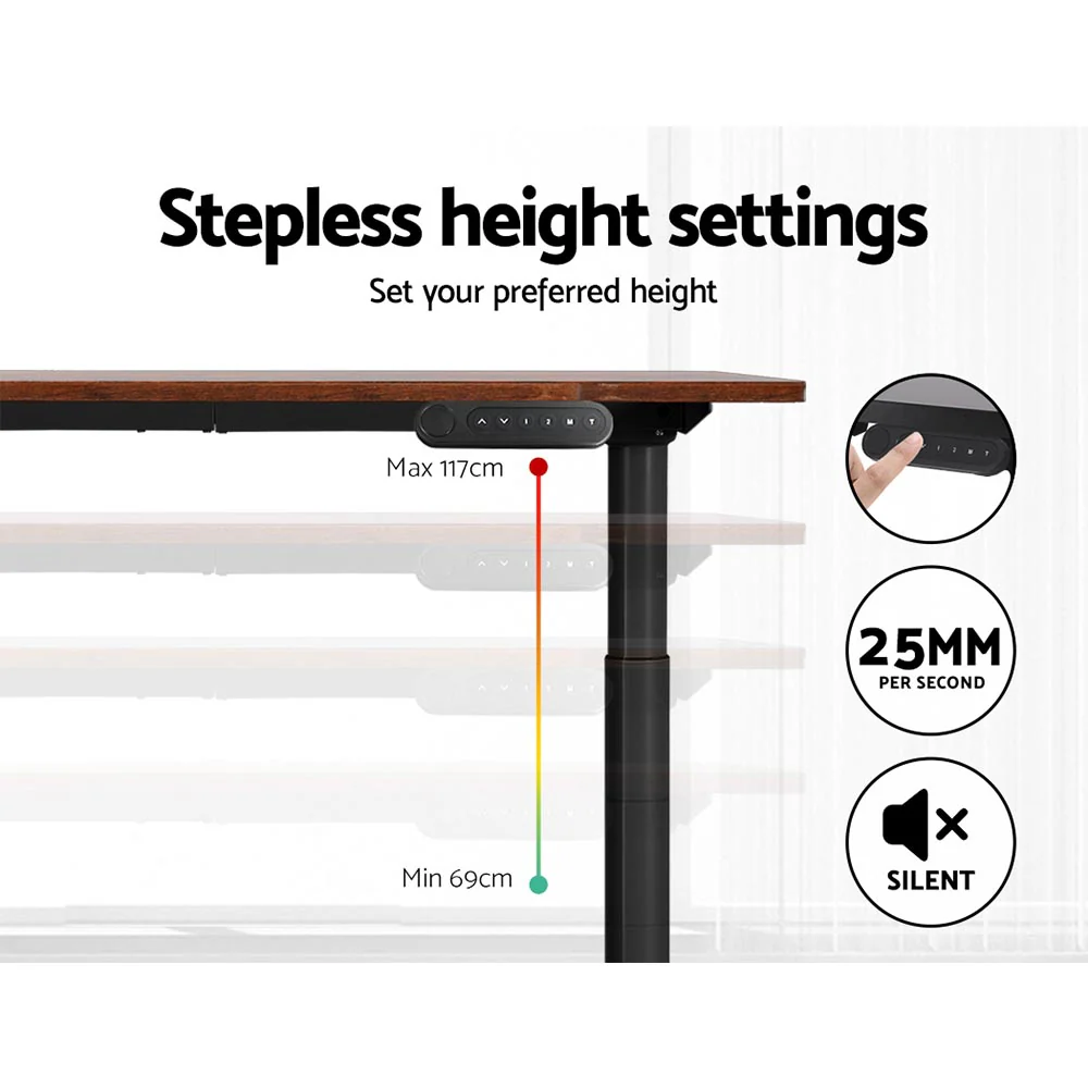 Artiss Standing Desk Motorised Electric Dual Motor Rustic Brown 140CM - Image 5