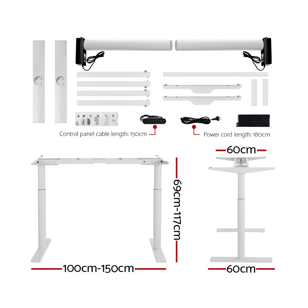 Artiss Standing Desk Motorised Electric Dual Motor 140CM Rustic Brown - Image 2