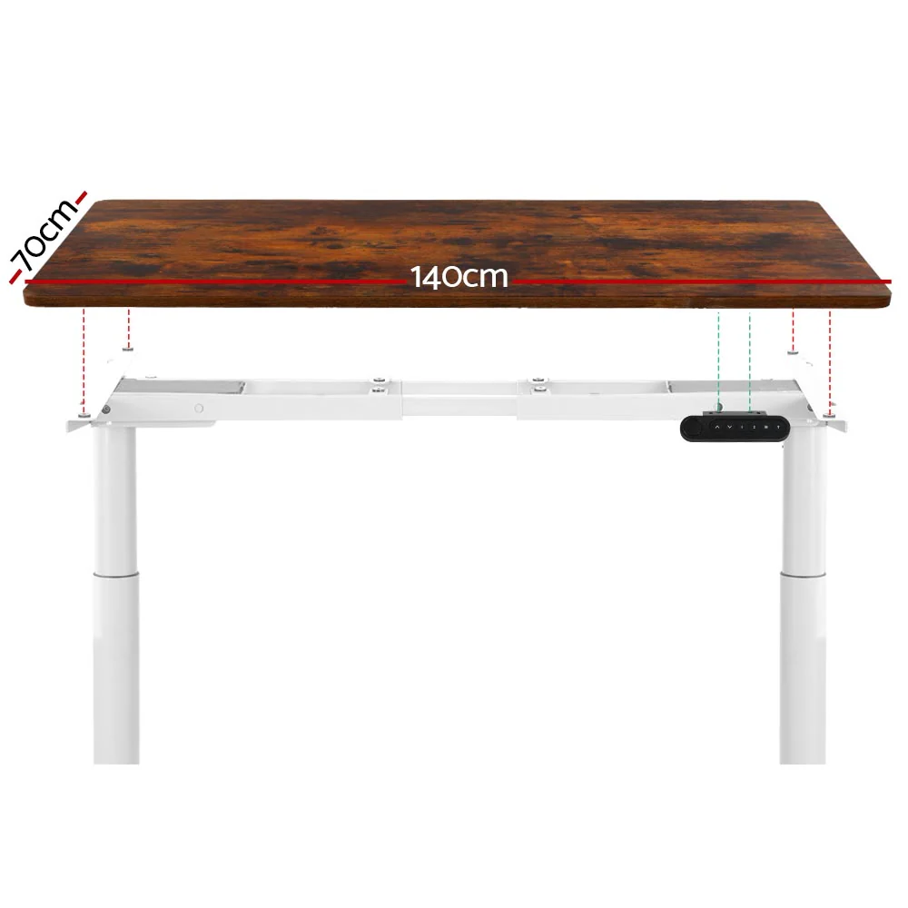 Artiss Standing Desk Motorised Electric Dual Motor 140CM Rustic Brown - Image 3