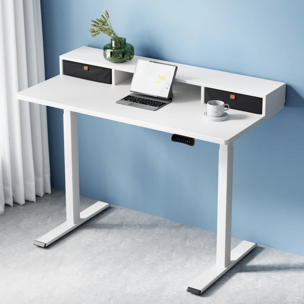 Artiss Electric Standing Desk Dual Motor Office Table With Shelf Drawer120CM - Image 7