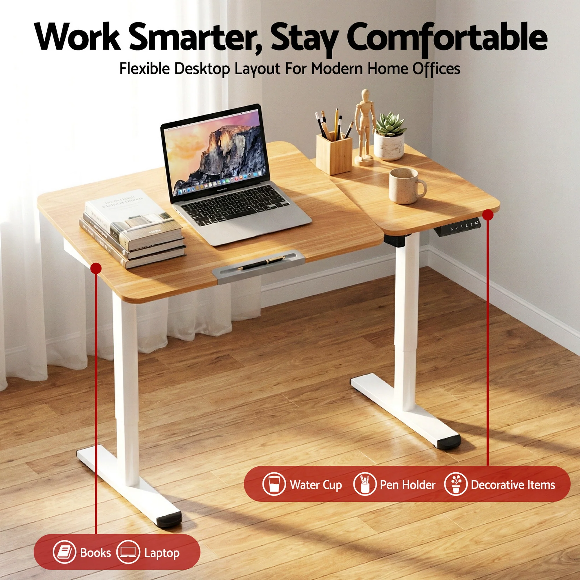 Artiss Electric Standing Desk Height Adjustable Sit Stand Desk Tilting Top - Image 4