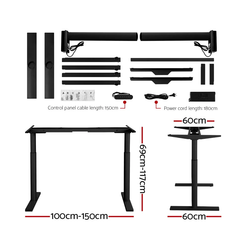 Artiss Standing Desk Motorised Electric Dual Motor Black 140CM - Image 2