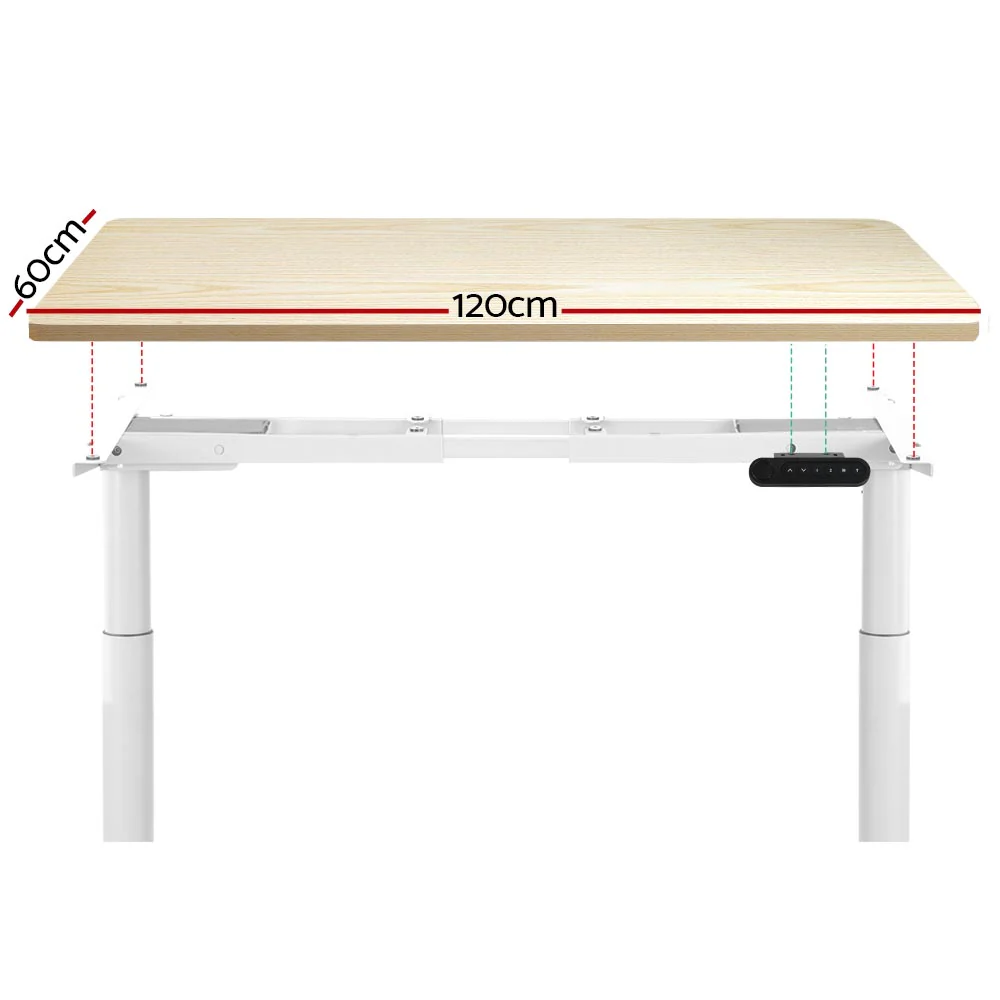 Artiss Standing Desk Motorised Electric Dual Motor 120CM White Oak - Image 3
