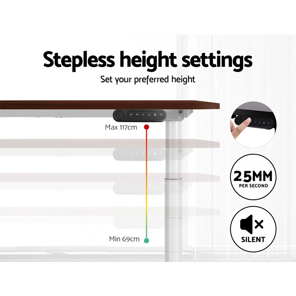 Artiss Standing Desk Motorised Electric Dual Motor 120CM Walnut - Image 5