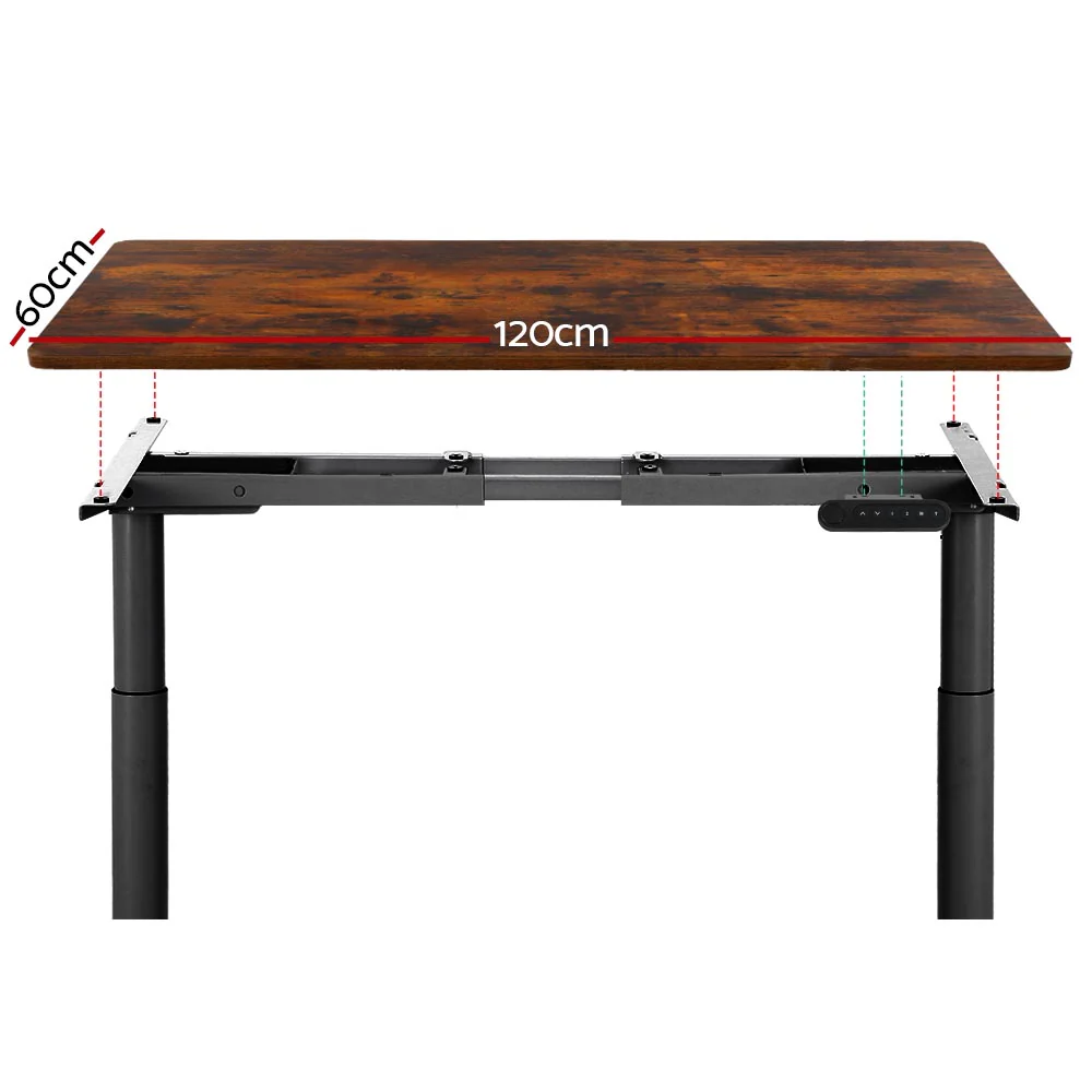 Artiss Standing Desk Motorised Electric Dual Motor Rustic Brown 120CM - Image 3