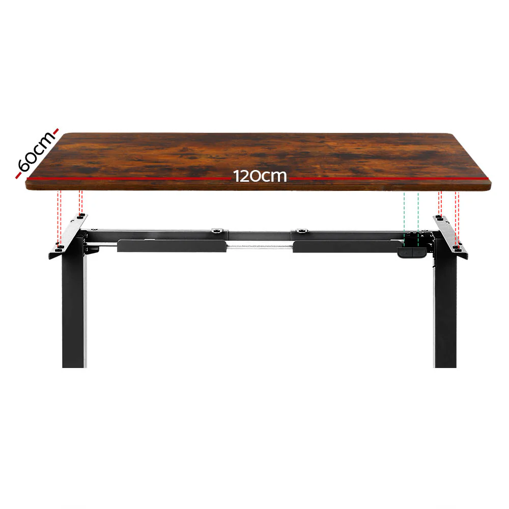 Artiss Standing Desk Motorised Rustic Brown 120CM - Image 3