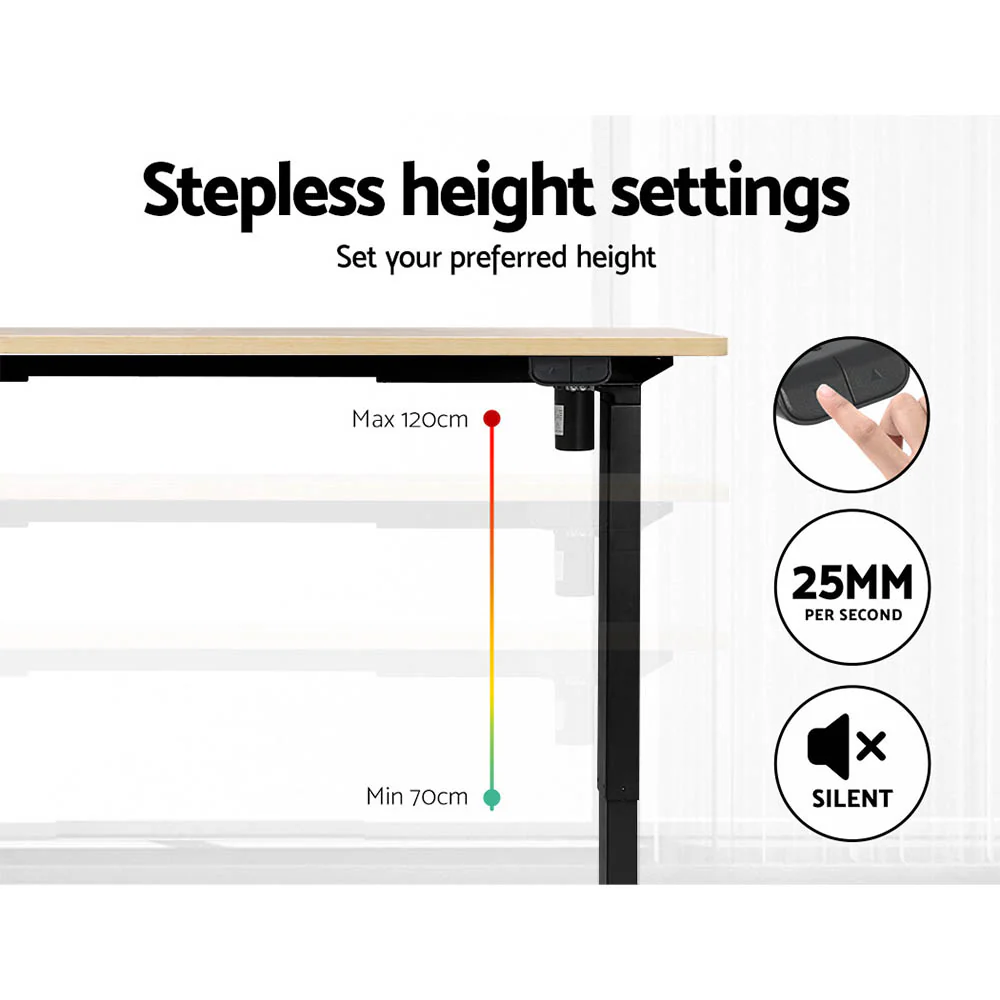 Artiss Standing Desk Motorised White Oak 120CM - Image 4
