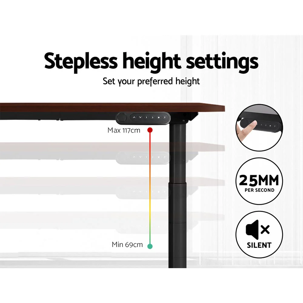 Artiss Standing Desk Motorised Electric Dual Motor Walnut 120CM - Image 5