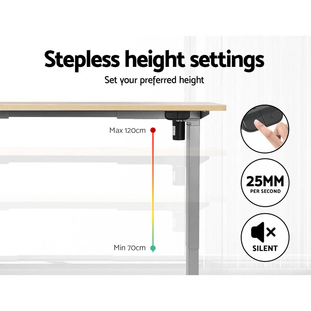 Artiss Standing Desk Motorised 120CM White Oak - Image 5