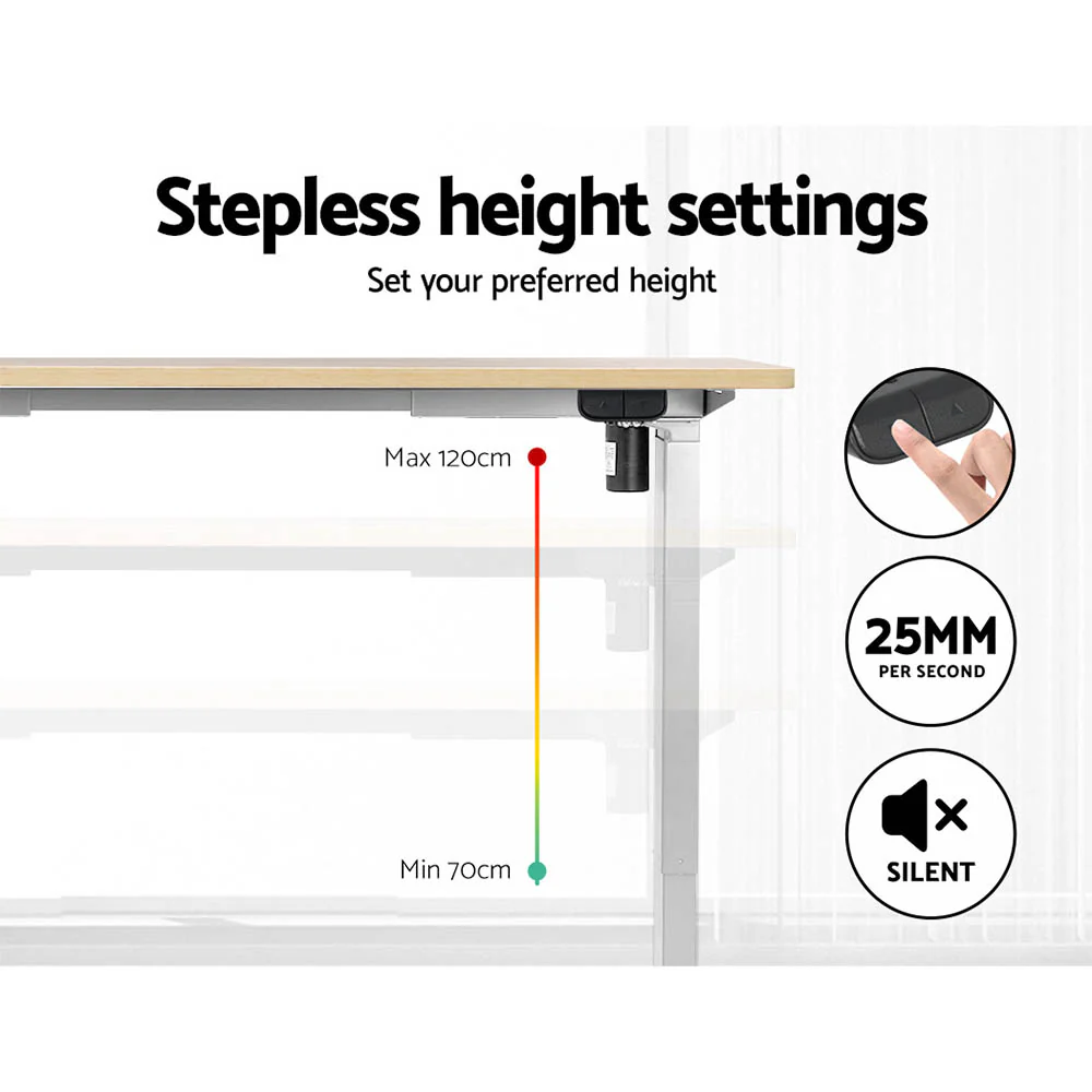 Artiss Standing Desk Motorised Sit Stand Desks White Oak 120CM - Image 5