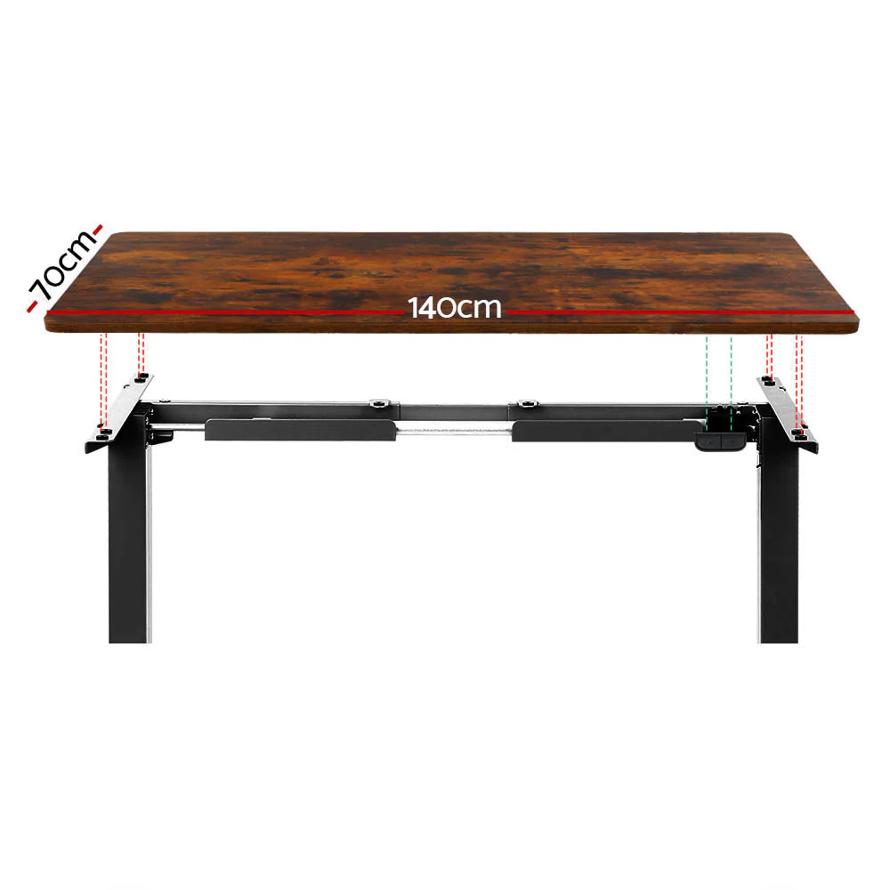 Artiss Standing Desk Motorised Rustic Brown 140CM - Image 3