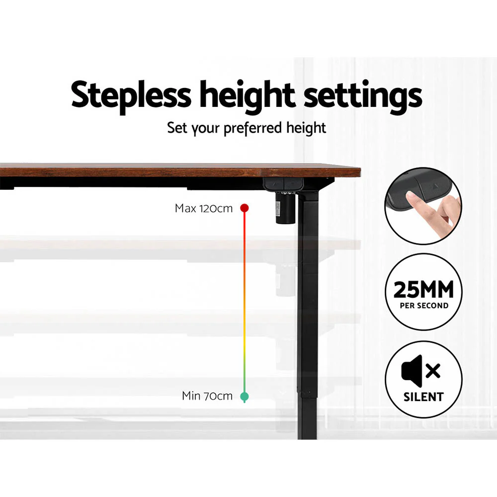 Artiss Standing Desk Motorised Rustic Brown 140CM - Image 4