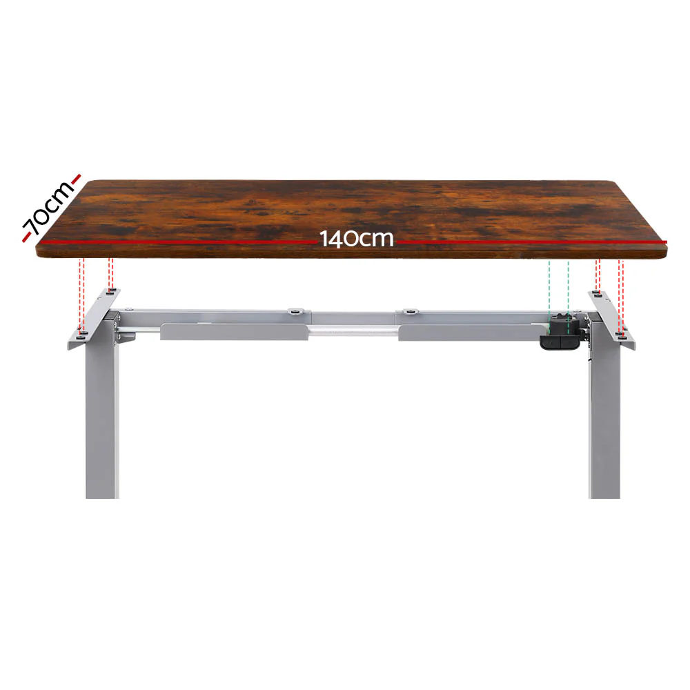 Artiss Standing Desk Motorised 140CM Rustic Brown - Image 3