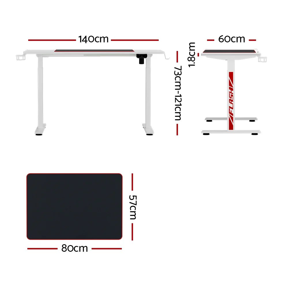 Artiss Standing Desk Motorised Gaming Desks White 140CM - Image 2