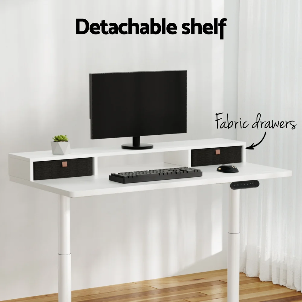 Artiss Electric Standing Desk with Storage Rack Shelf Drawers White 120CM - Image 5