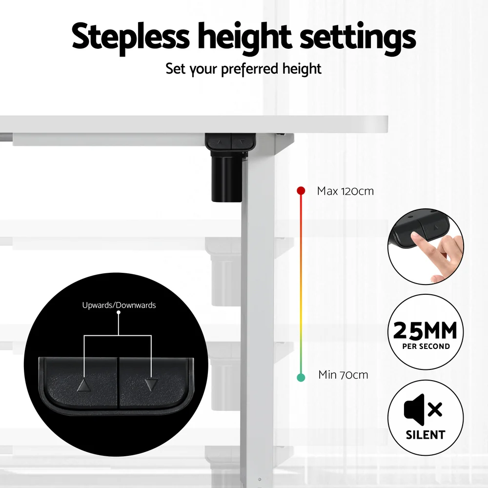 Artiss Electric Standing Desk with Storage Shelf Drawer Office Table 120CM - Image 4
