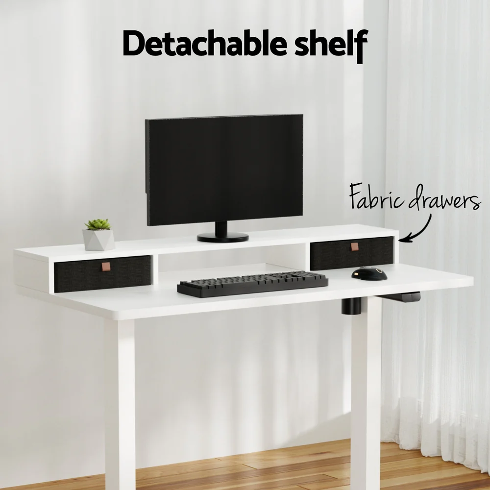 Artiss Electric Standing Desk with Storage Shelf Drawer Office Table 120CM - Image 5