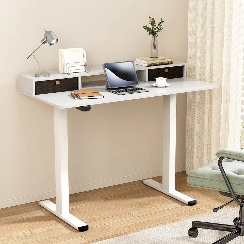 Artiss Electric Standing Desk with Storage Shelf Drawer Office Table 120CM - Image 7