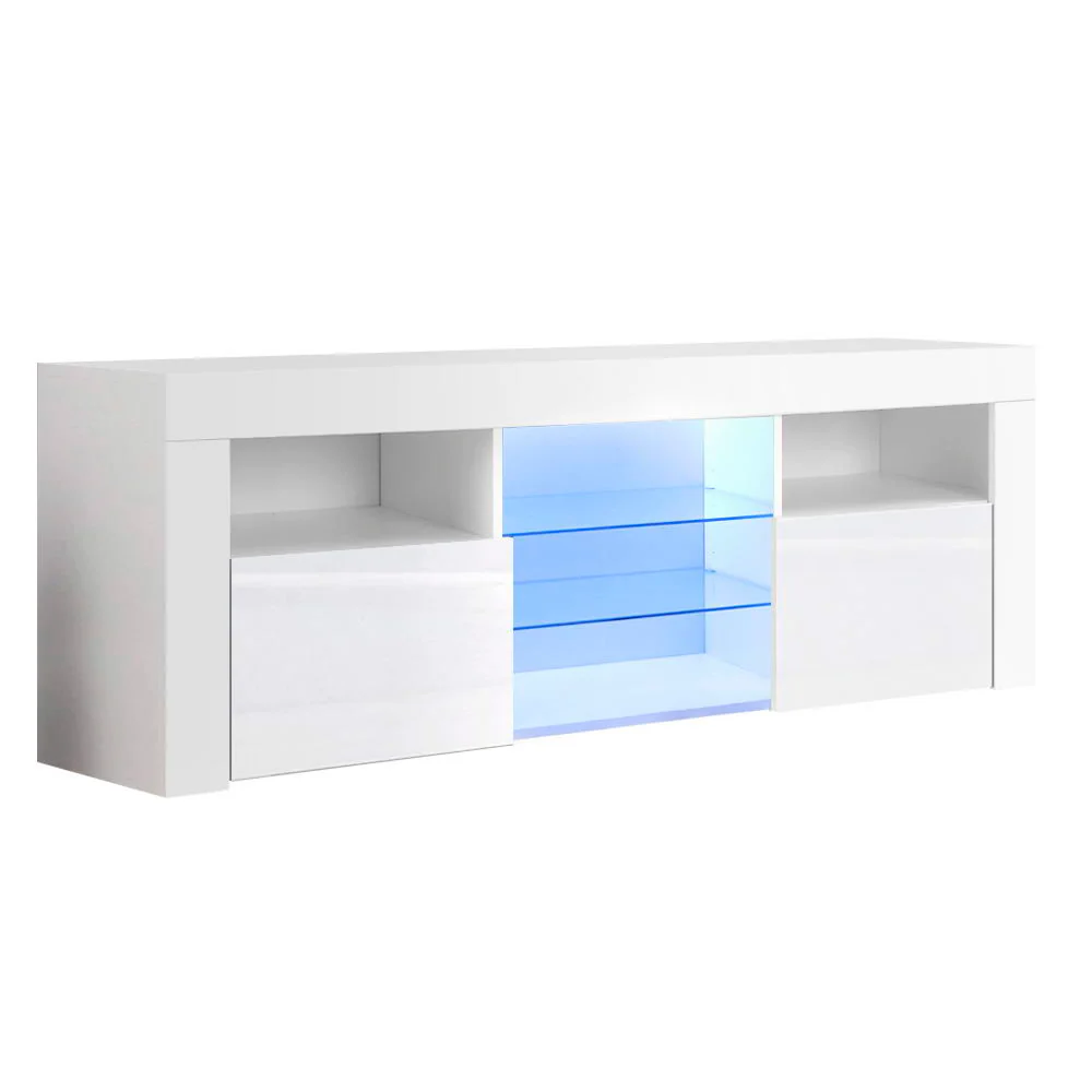 Artiss Entertainment Unit TV Cabinet LED 160cm White Bobi - Image 2