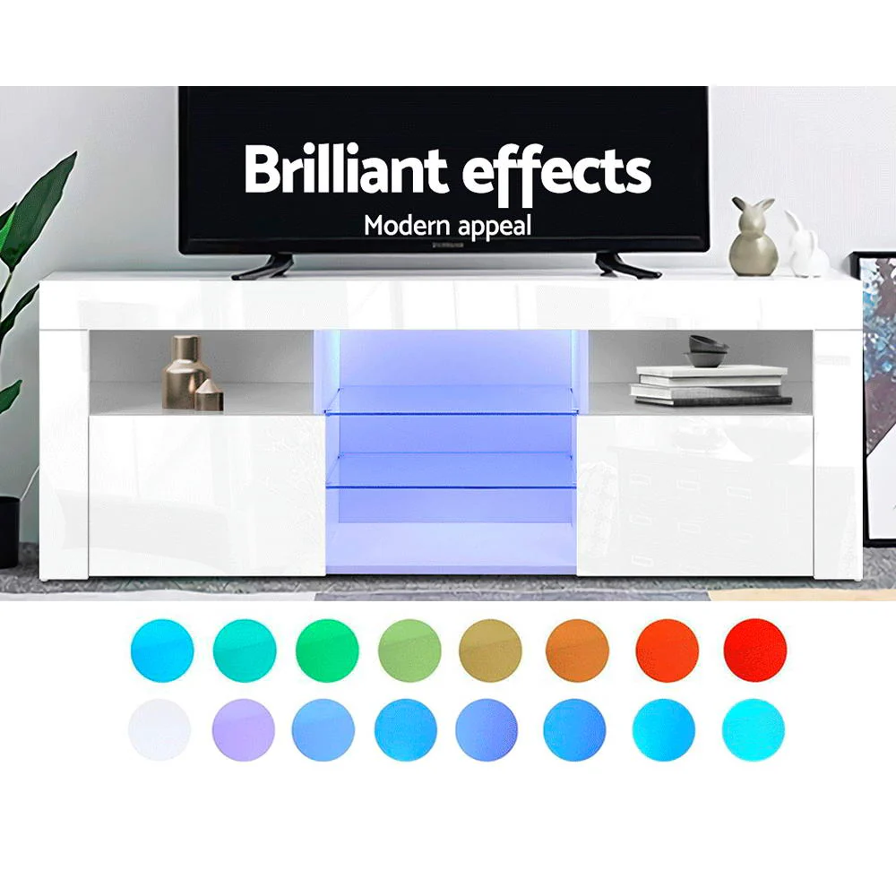 Artiss Entertainment Unit TV Cabinet LED 160cm White Bobi - Image 4