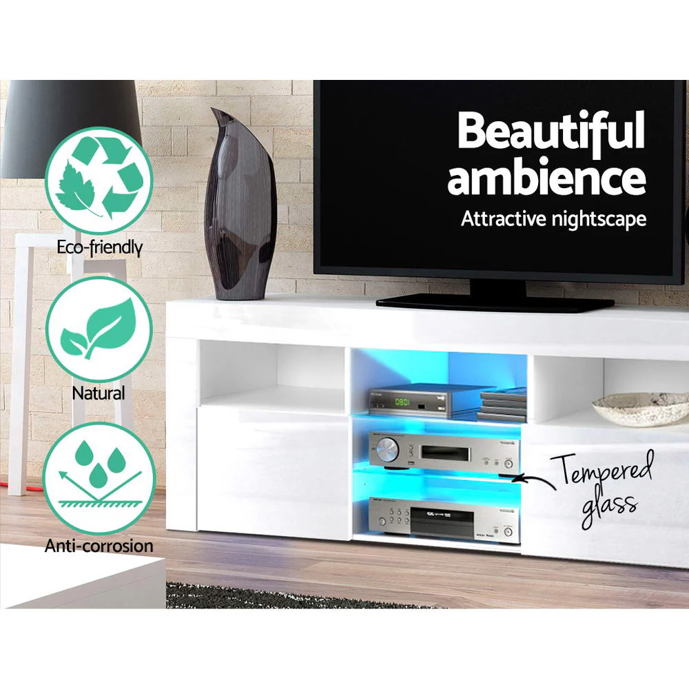 Artiss Entertainment Unit TV Cabinet LED 160cm White Bobi - Image 5