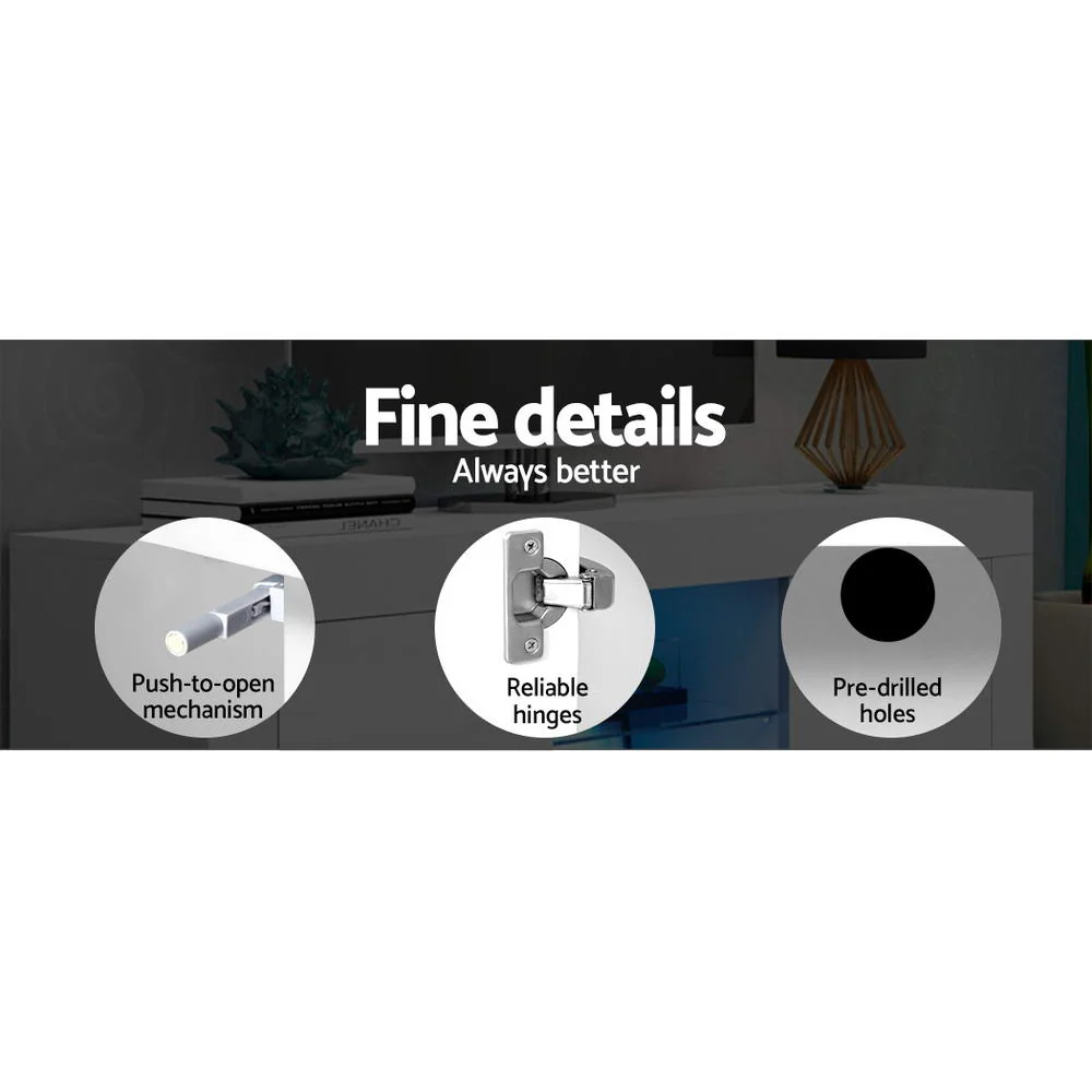 Artiss Entertainment Unit TV Cabinet LED 160cm White Bobi - Image 7