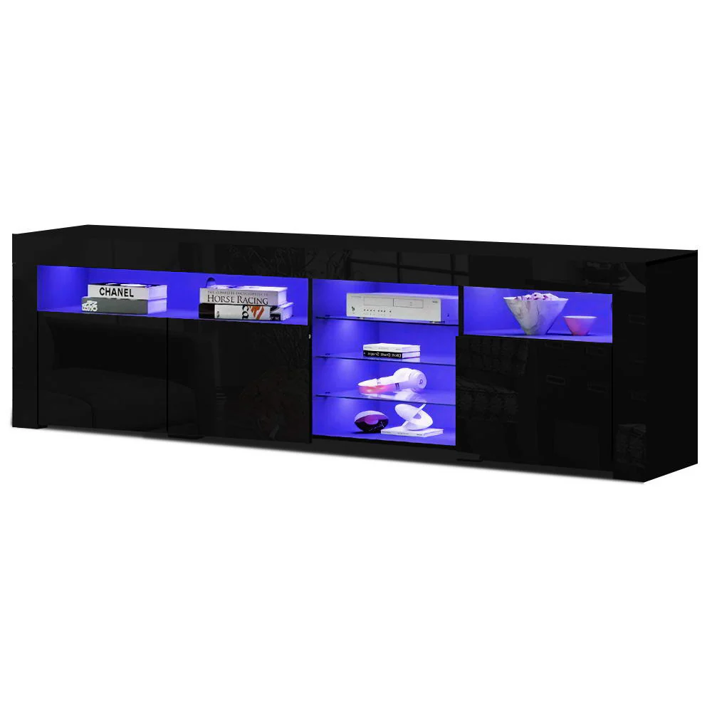 Artiss Entertainment Unit TV Cabinet LED 180cm Black Bobi - Image 2