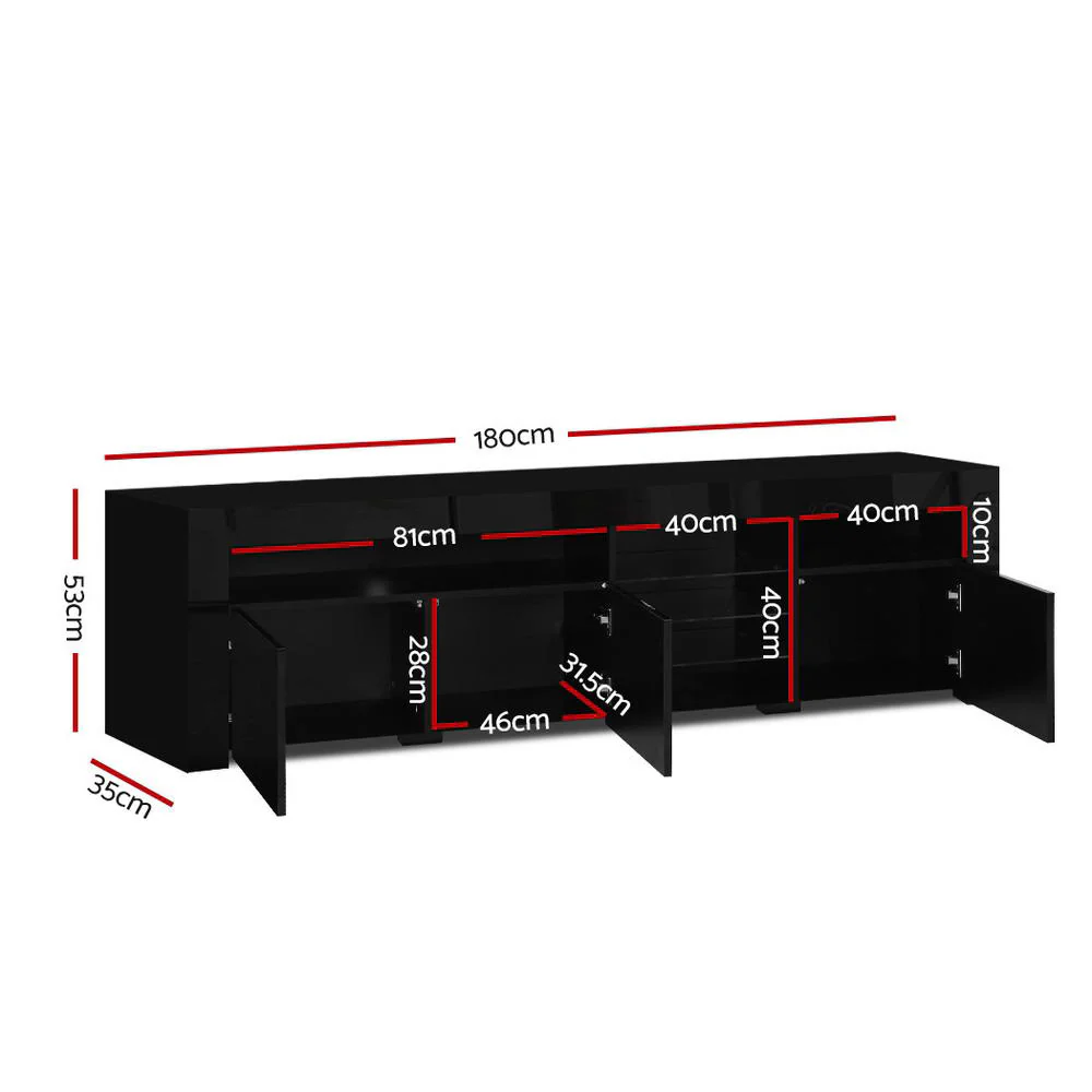 Artiss Entertainment Unit TV Cabinet LED 180cm Black Bobi - Image 3