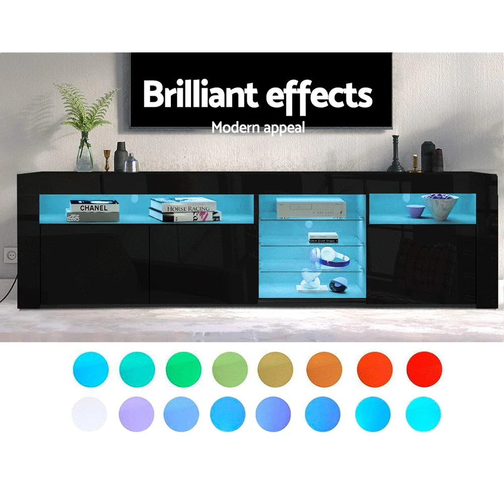 Artiss Entertainment Unit TV Cabinet LED 180cm Black Bobi - Image 4
