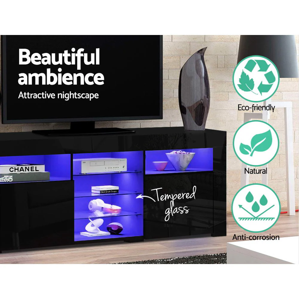 Artiss Entertainment Unit TV Cabinet LED 180cm Black Bobi - Image 5