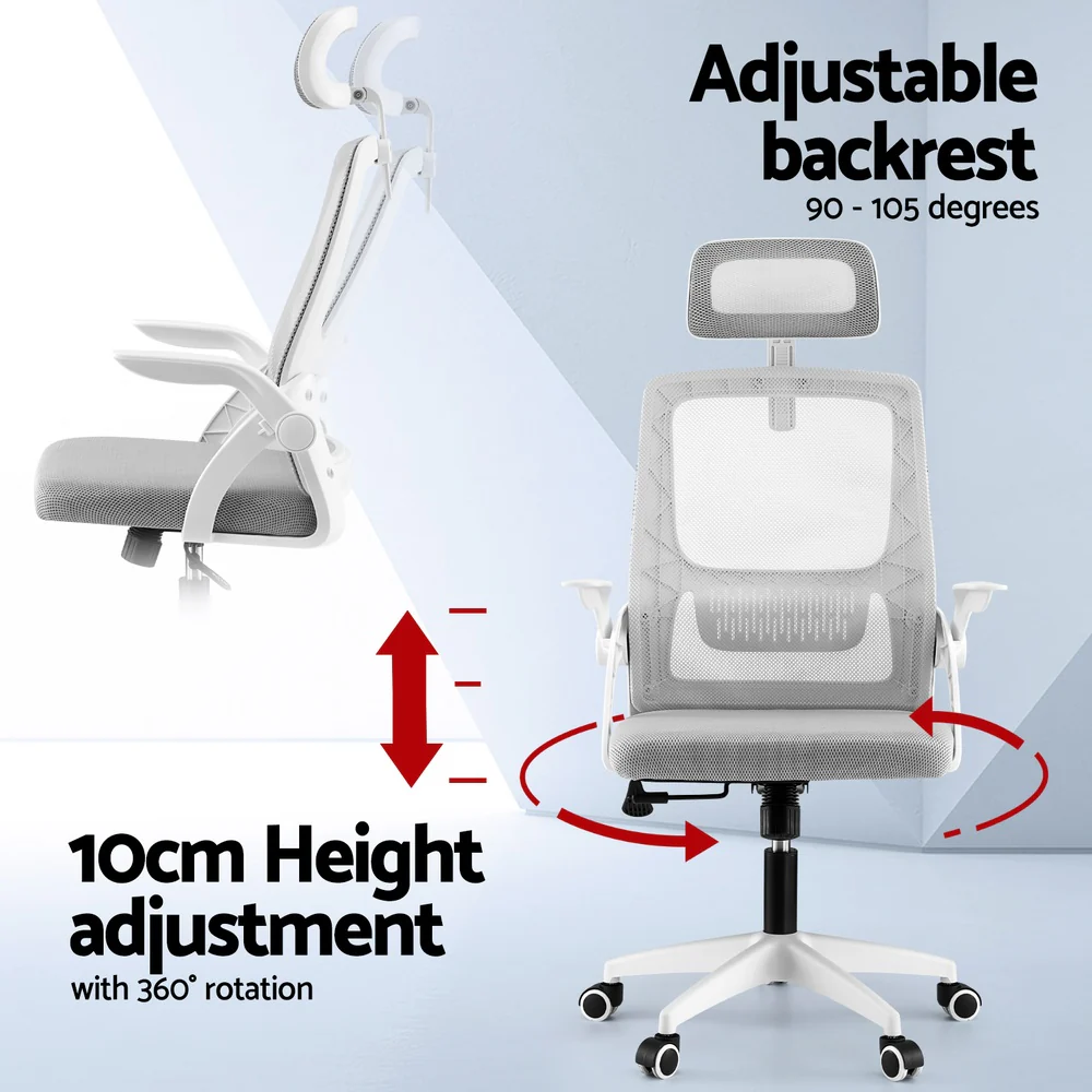 Artiss Ergonomic Office Chair Computer Desk Chairs Headrest Adjustable Grey - Image 5