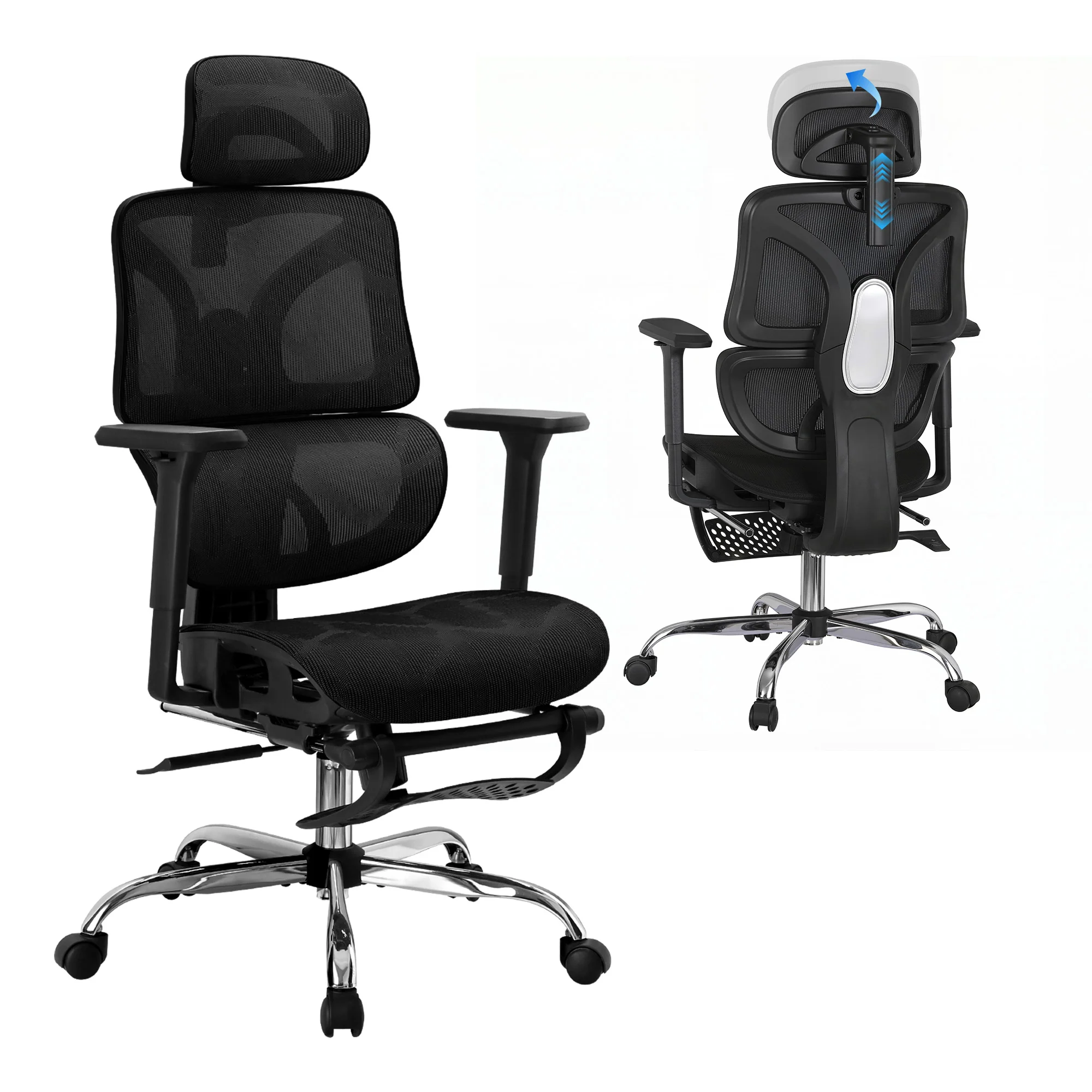 Artiss Ergonomic Office Chair Footrest Black - Image 2