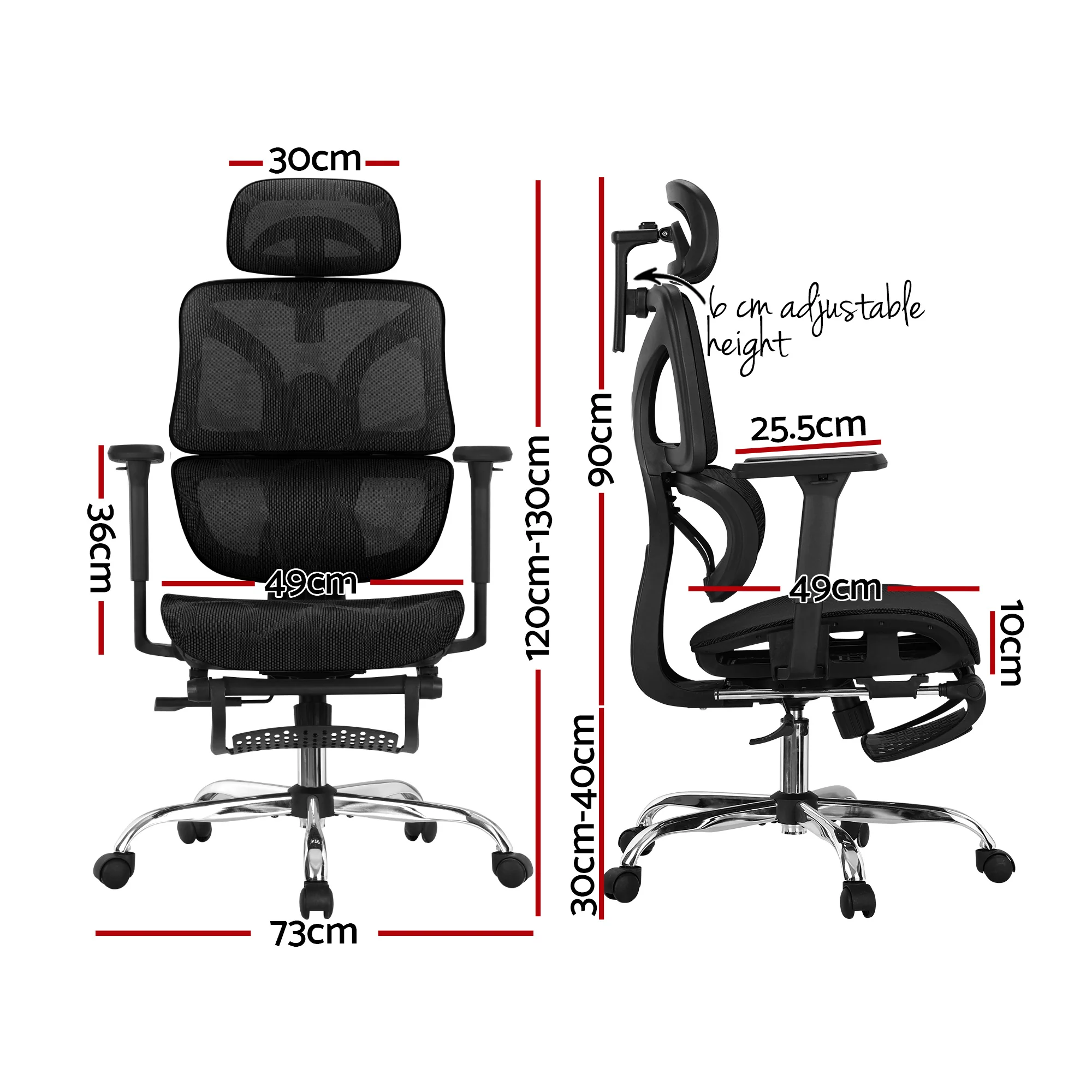 Artiss Ergonomic Office Chair Footrest Black - Image 3
