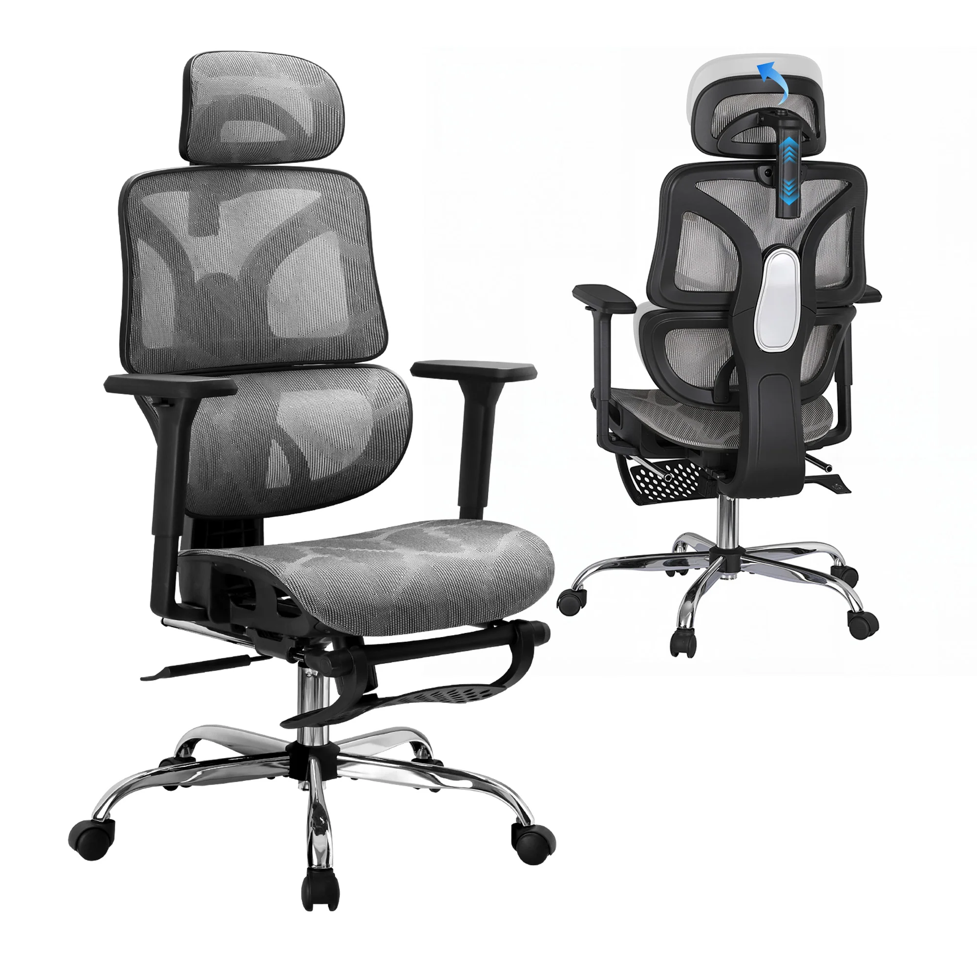 Artiss Ergonomic Office Chair Footrest Grey - Image 2
