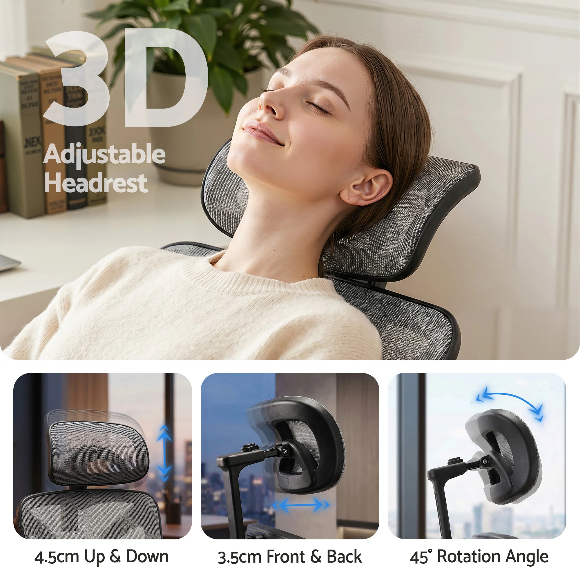 Artiss Ergonomic Office Chair Footrest Grey - Image 7