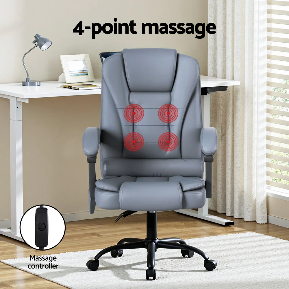 Artiss Executive Office Chair 4-Point Massage Adjustable Ergonomic Recline PU - Image 4