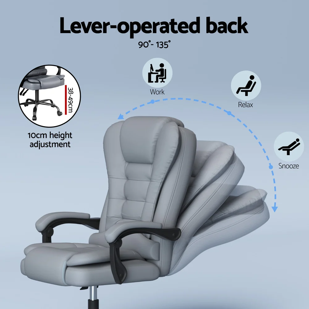 Artiss Executive Office Chair 4-Point Massage Adjustable Ergonomic Recline PU - Image 5