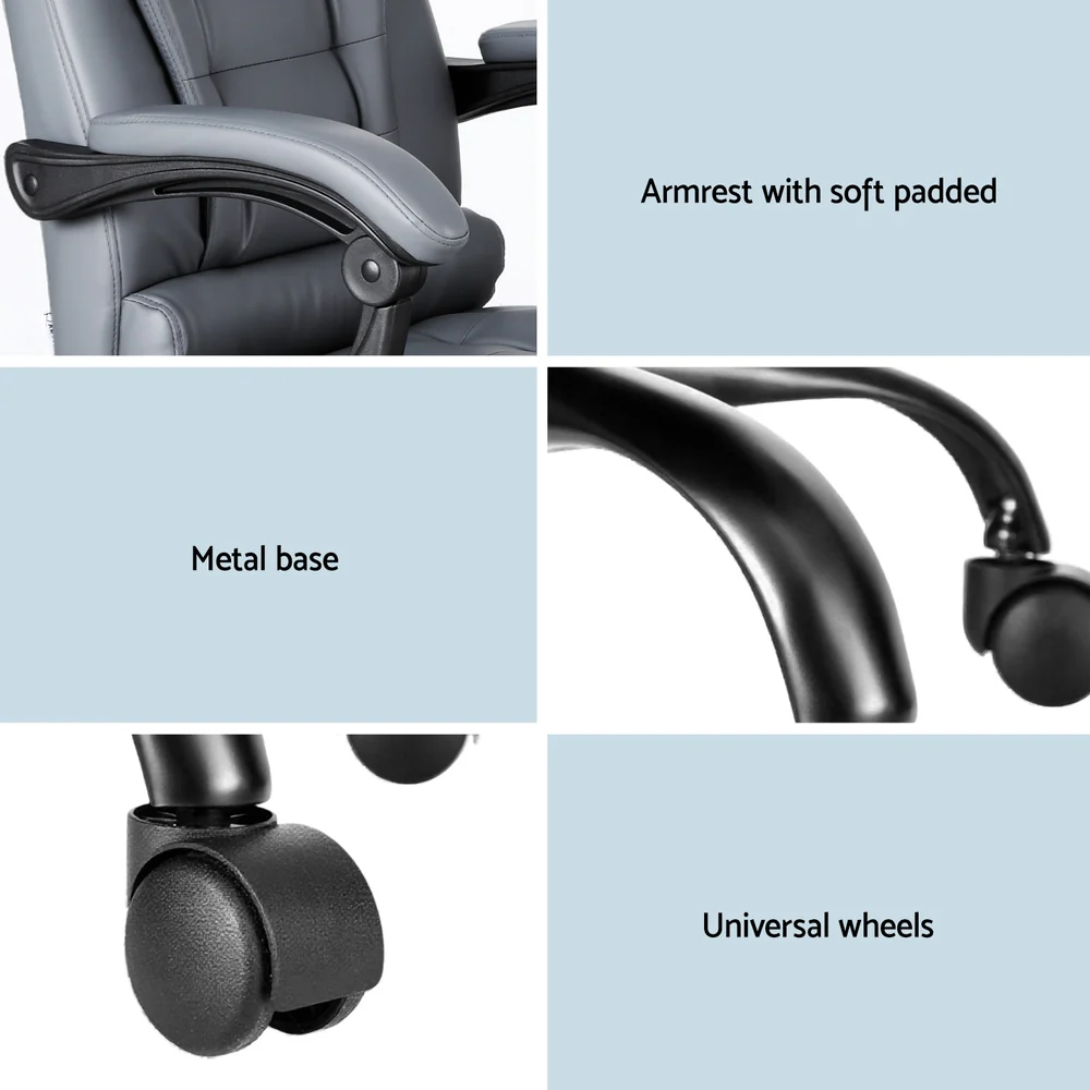 Artiss Executive Office Chair 4-Point Massage Adjustable Ergonomic Recline PU - Image 6