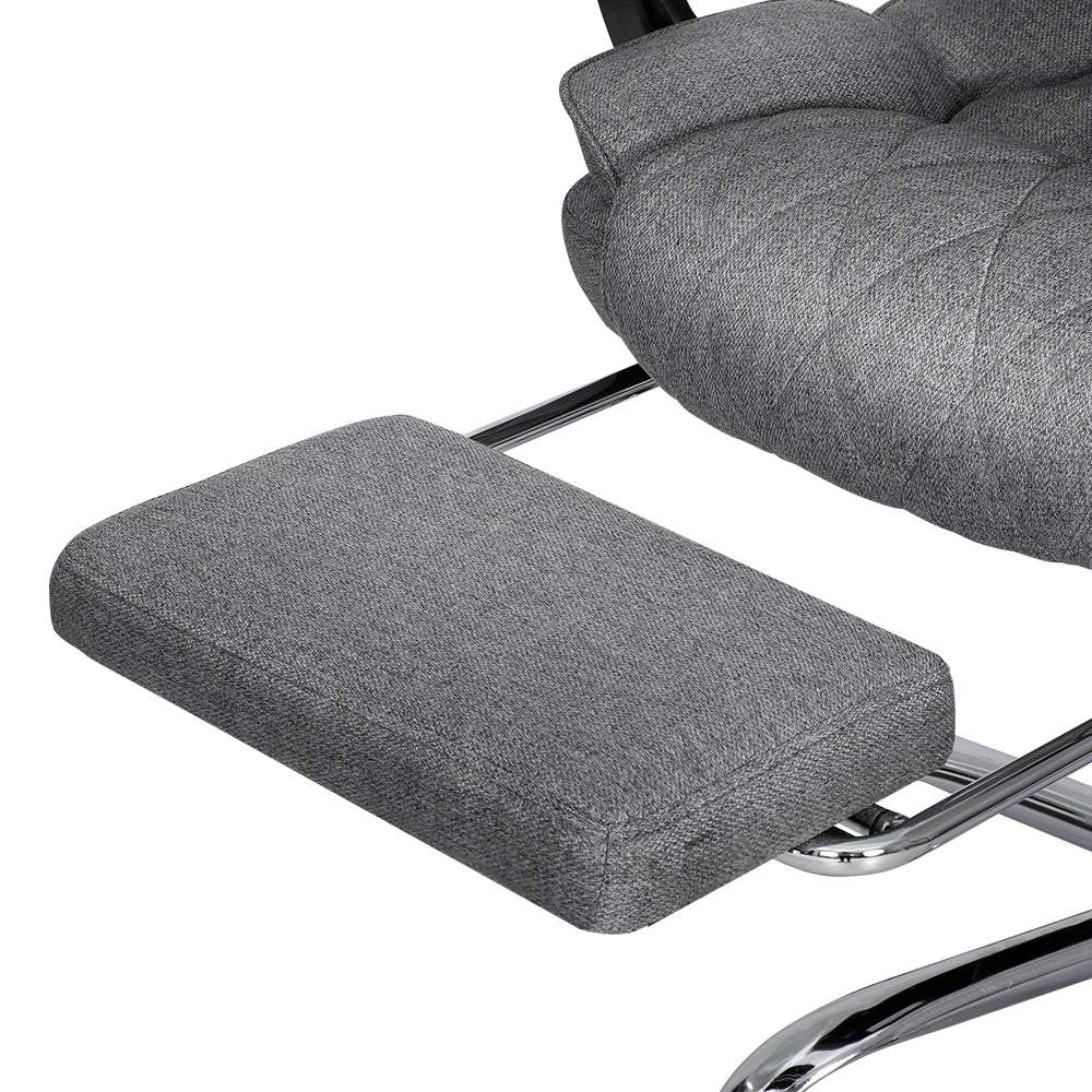 Artiss Executive Office Chair Fabric Footrest Grey - Image 3