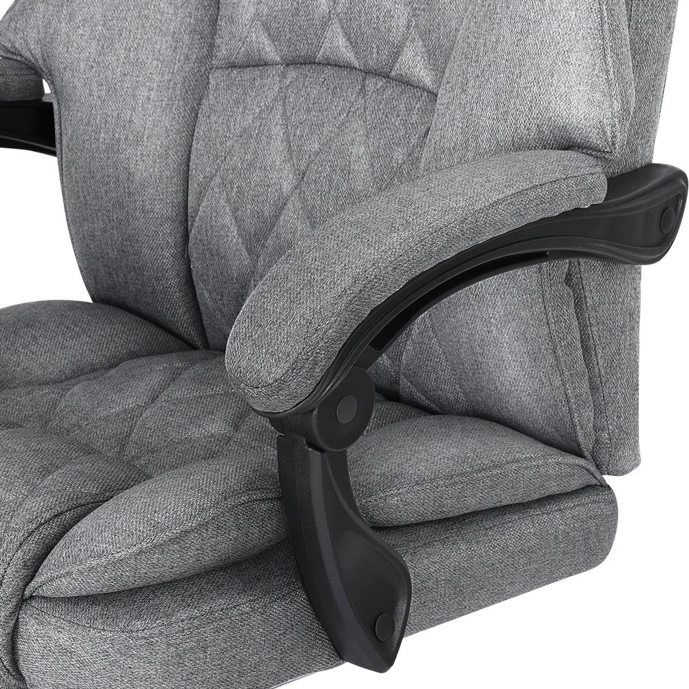 Artiss Executive Office Chair Fabric Footrest Grey - Image 4