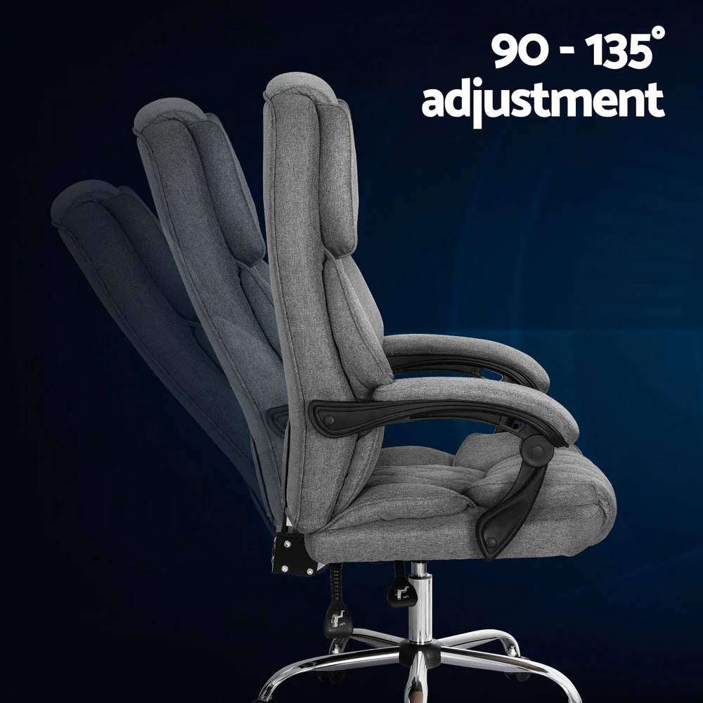 Artiss Executive Office Chair Fabric Recliner Grey - Image 5